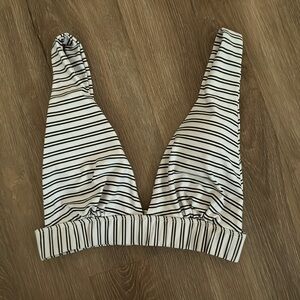 White and black striped bikini top